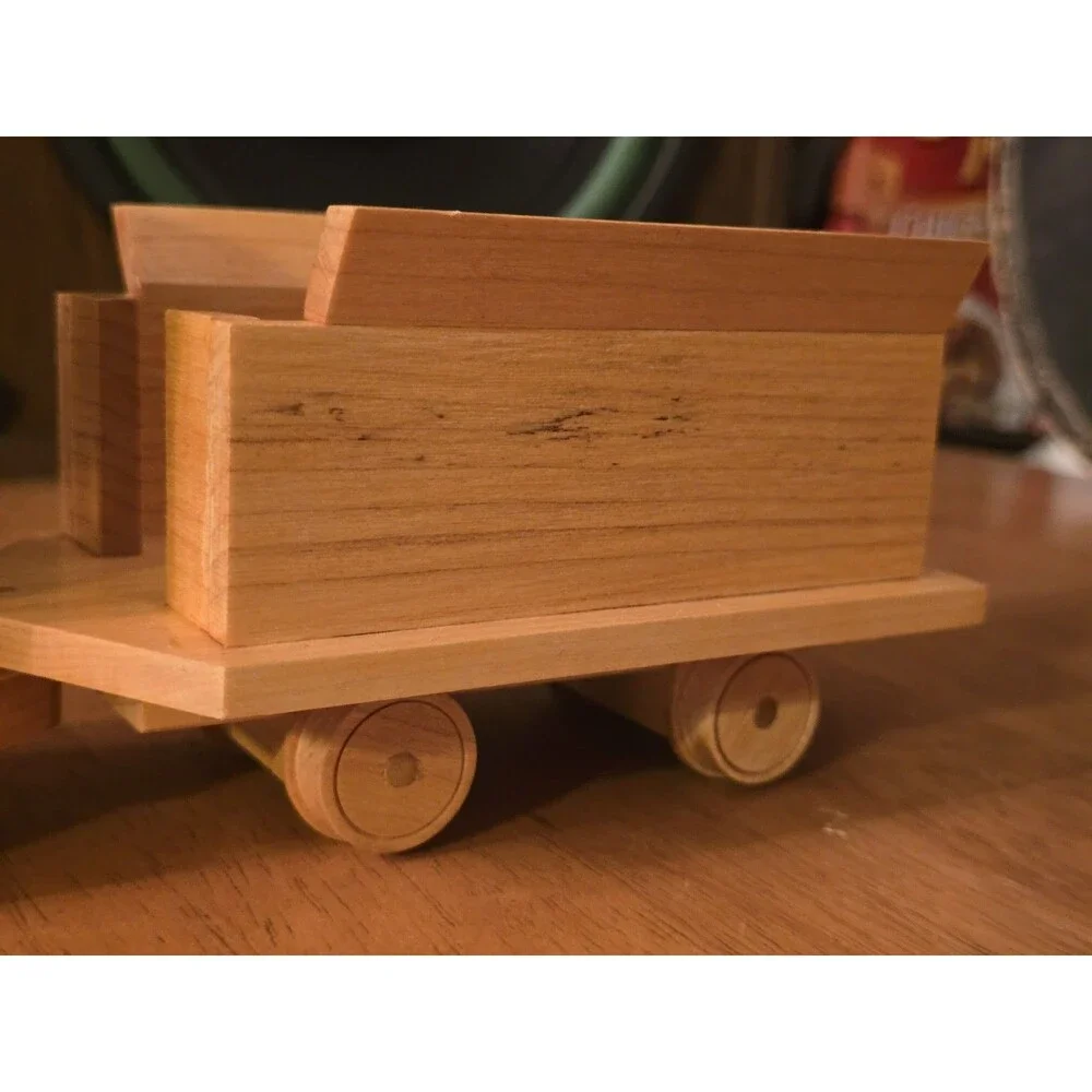 Vintage Handcrafted Wooden Train Steam Locomotive No. 2 & Tender Car - Artist...